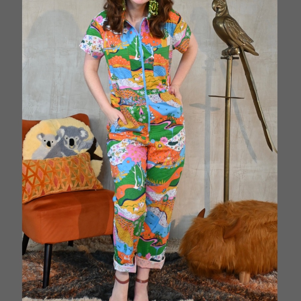 Funky Landscape Jumpsuit in Rainbow Farm
